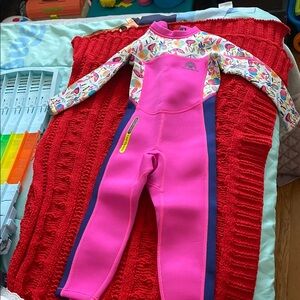 Colorful Kids' Wetsuit with Floral Sleeves
